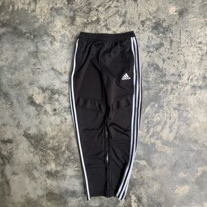 Adidas Kids Black Joggers with White Stripes